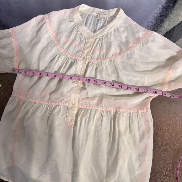 J Crew Silk Blend Top Womens 2 Cottage Sheer Prairie Flowy Romantic Spring Flowy - Picture 4 of 7